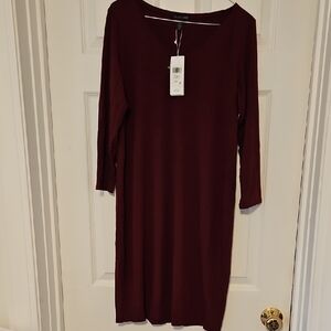 Eileen Fisher Viscose Jersey 3/4 Sleeve Vneck Dress
